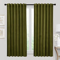 RYB HOME Moss Green Green Velvet Curtains 72 inches Length - Blackout Thermal Insulated Drapes Window Treatment Luxury Solid Decor for Kitchen Study Room, W52 x L72 inches, 2 Panels