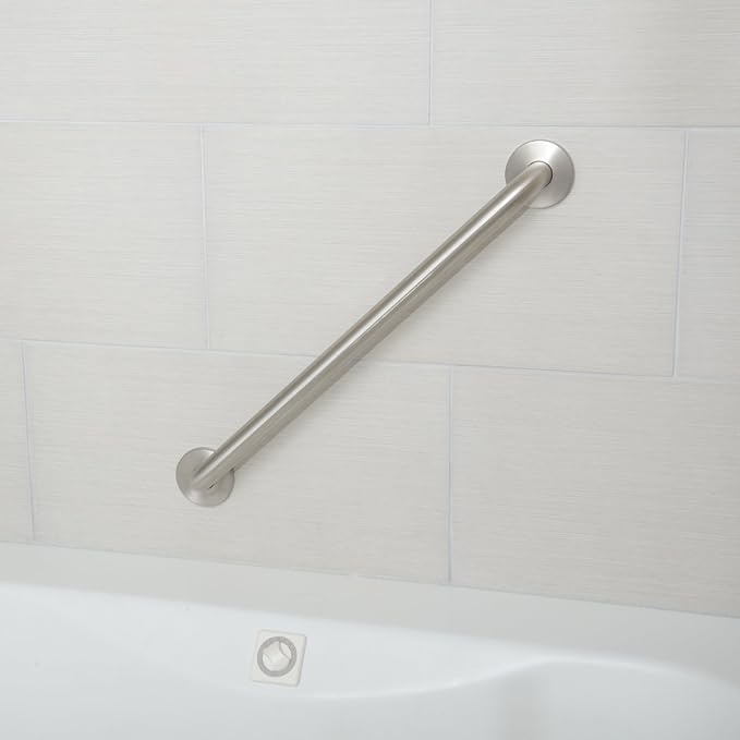 Amazon Basics Bathroom Handicap Safety Grab Bar, 36 Inch Length, 1.25 Inch Diameter, Holds up to 500LBs, ADA Compliant, Stainless Steel