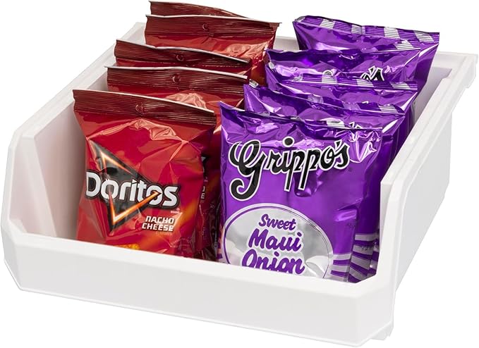 Plastic Containers for Organizing and Storage Bins for Closet, Kitchen, Office, Garage or Pantry Organization, Stackable Bins, Extra Large (14.8" x 16.5" x 7"), 4-Pack, White