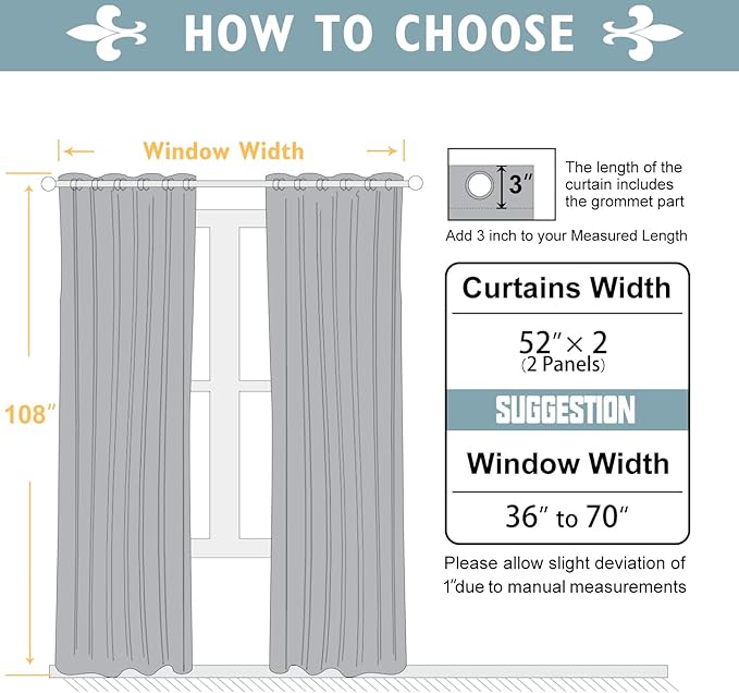 ChrisDowa Blackout Curtains 108 Inches Long 2 Panels Set for Living Room, Grommet Thermal Insulated Room Darkening Curtains for Bedroom (Royal Purple, 52 x 108 Inch)