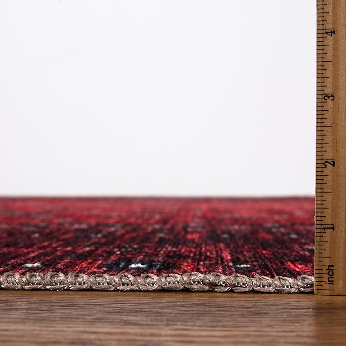 Keen Home Design 6x9 Rug - Machine Washable Area Rug with Non-Slip Backing, Ideal for Living Room, Dining Room, Bedroom - Vintage, Easy Clean, Durable, Low Pile Rug - (6' x 9')
