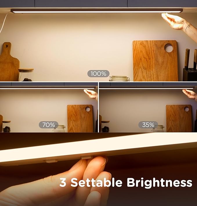 36 Inch Under Cabinet Lighting Plug in, 20W 120V 3 Color 3000K/4000K/5000K, 3 Brightness, Super Bright, Ultra Thin Under Counter Lights for Kitchen, Linkable LED Cabinet Light, Bronze