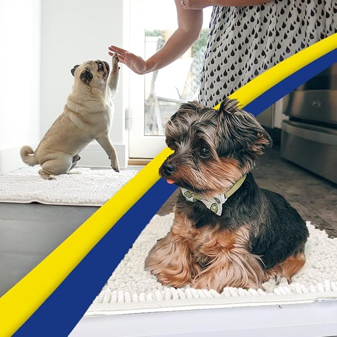 Muddy Mat® | Super Absorbent Door Mat Indoor, Microfiber Quick Dry Chenille Entryway Rug, Non-Slip Front Door Mat, Indoor Mats for Entryway, Machine Washable Pet Rug, White 24" x 72"