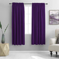 DONREN 72 Inch Length Royal Purple Blackout Curtains for Kitchen - Small Window Treatment Rod Pocket Curtain Drapes for Bedroom(Set of 2 Panels)