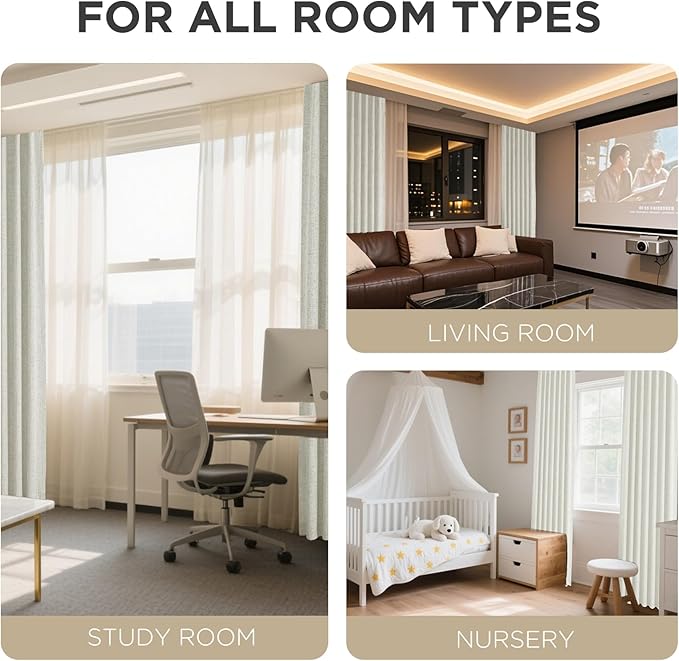 Joydeco Blackout Curtains for Bedroom - 100% Light Blocking 2 Panels Light Beige Drapes 66"W x 84"L, Thermal Insulated Room Darkening Curtains, Linen Textured for Living Room, Rod Pocket & Back Tabs