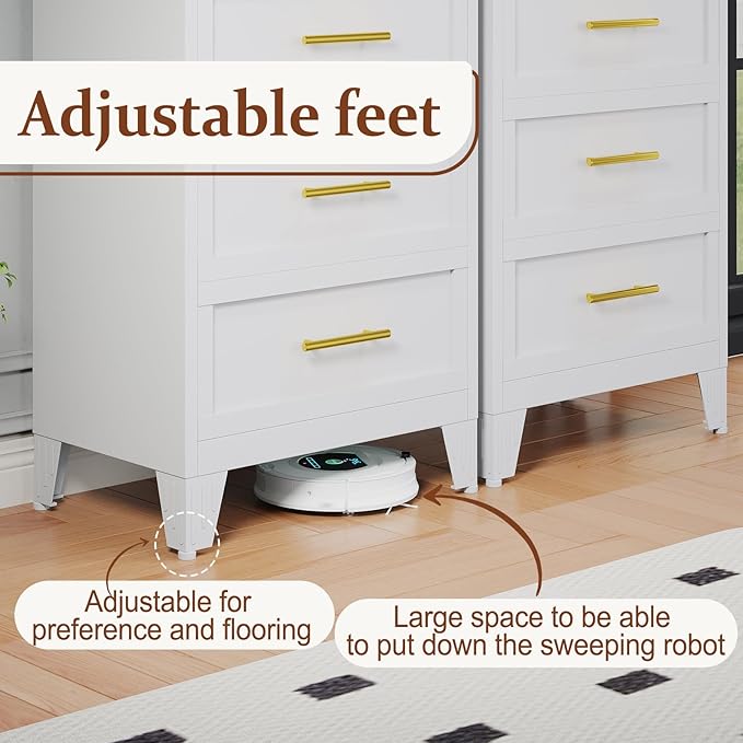 Metal Dressers, White Small Dresser for Bedroom, 24.76" H Dressers & Chests of Drawers, Dresser and Nightstand Sets for Living Room, Entryway, Hallyway (White, 2 Drawers)