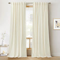 RYB Home Super Soft Velvet Curtains for Living Room - Blackout Energy Saving Curtain Panels Soft Luxury Privacy Window Covering for Studio Home Theatre, Cream White, W52 x L120 inches, 2 Panels