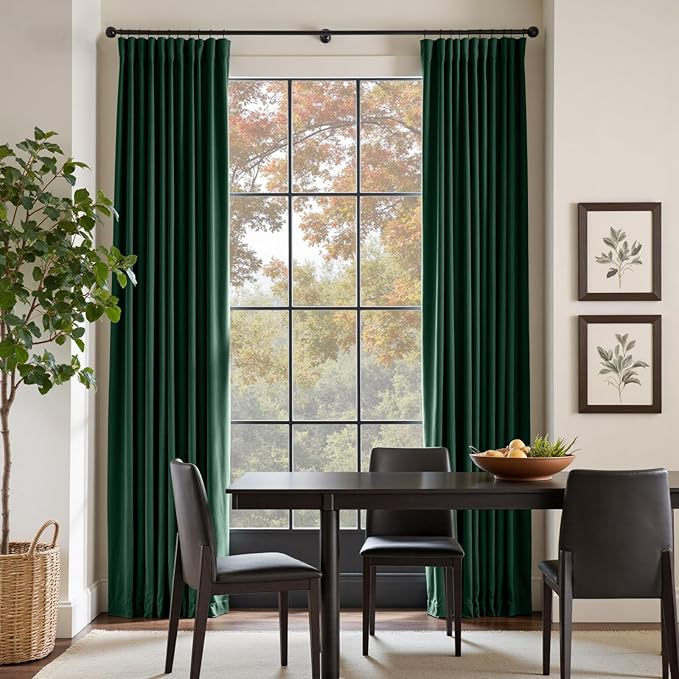 Lazzzy Velvet Blackout Curtains Thermal Insulated Room Window Drapes Super Soft Luxury Curtains for Living Room Bedroom Rod Pocket 2 Panels, Emerald Green, 52" W x 84" L