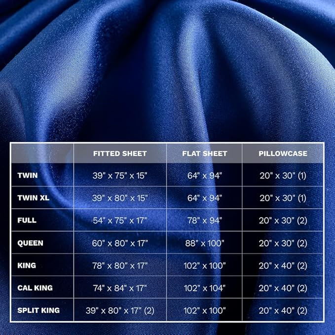 LUXOME Luxury Sheet Set | 100% Rayon (Viscose) from Bamboo | Full Size - Sapphire | Deep Pockets | 4-Piece Set (Fitted, Flat, 2 Pillowcases)