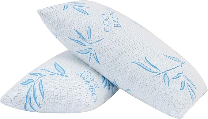 2 Pack King Size Pillows for Sleeping, Cooling Shredded Memory Foam Adjustable Bed Pillow with, Removable/Washable Cover (King 2 Pack)