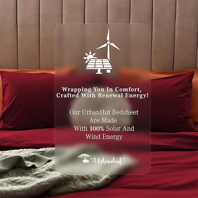URBANHUT 800 Thread Count 100% Cotton Queen Size Sheets, Luxury 4 Piece Queen Bedsheets, Hotel Sheets Sateen Finish - Better Than Egyptian, 16" Elasticized Deep Pocket - Burgundy
