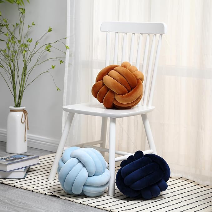 Petrella Knot Pillows Ball Pillows Home Decor Cushion Decorative Aesthetic Throw Pillows，Caramel 13inch