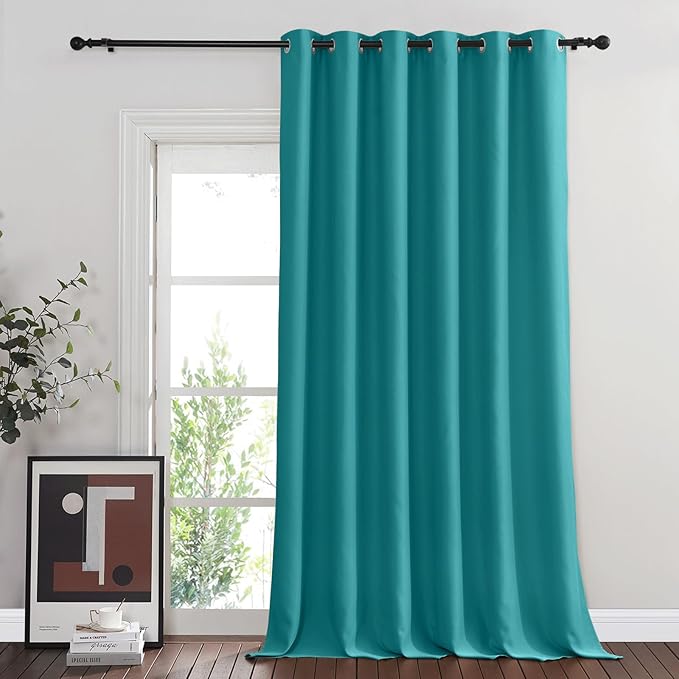 NICETOWN Blackout Curtains & Drapes - Privacy Thermal Efficiency Backdrop Curtains for Bedroom Room Divider Living Room Patio Sliding Glass Door, Wide 80 x Long 144 inch, Peacock Teal, 1 Panel