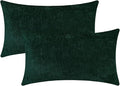 Jeneoo Hunter Green Decorative Throw Pillow Covers Soft Chenille Comfy Lumbar Couch Cushion Cases for Living Room Sofa Decor (Set of 2, 12 x 20 Inches)