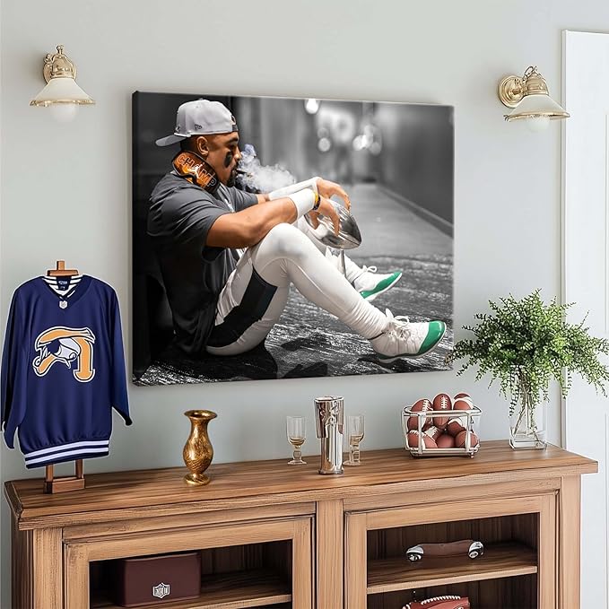 B.B.F MAKE 2025 Super Canvas Bowl Wall Art Champions Eagles Poster Print Philadelphia Hurts Painting Canvas Wall Decor Sports Star Picture Modern Bedroom Living Room Home Decoration, Framed 8x10inch