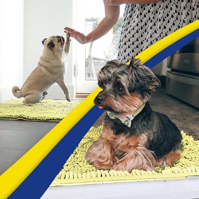 Muddy Mat® | Super Absorbent Door Mat Indoor, Microfiber Quick Dry Chenille Entryway Rug, Non-Slip Front Door Mat, Indoor Mats for Entryway, Machine Washable Pet Rug, Yellow 36" x 120"