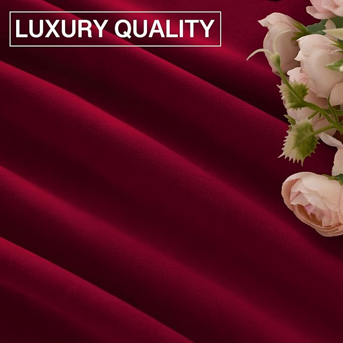 StangH Red Curtains for Living Room 42 inch Width Velvet Privacy Doorway Curtains Thermal Insulated Soundproof Drapes for Dining Room/Bedroom/Theater, W42 x L96, 2 Panels