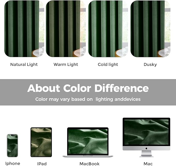 Pinch Pleated 100% Blackout Curtains for Bedroom, Olive Green Velvet Curtains for Living Room, Black Out Curtain 96 inch Long Room Darkening, Blackout Pinch Pleat Drapes with Hooks 2 Panels