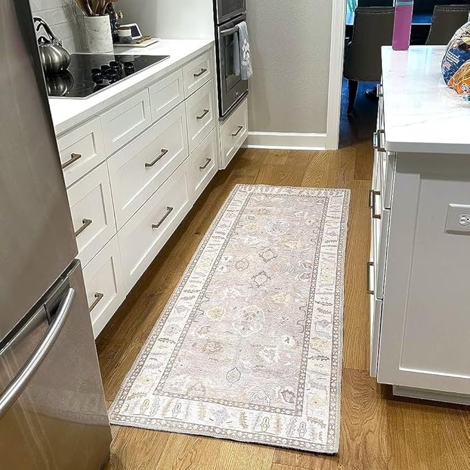 Fame Rugs Brown Modern Oushak Rug 2'6"x13, Vintage Turkish Colorful Oriental Antique Inspired Long Runner Rugs, Luxury Living Room Bedroom (382MB, 2'6" x 13')