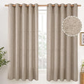 YoungsTex Linen Curtains 63 Inches Length Textured Short Drapes with Bronze Grommet 60 Inch Wide Light Filtering for Living Room Bedroom Dining Room, Dark Oatmeal, 60 x 63 Inch, 2 Panels