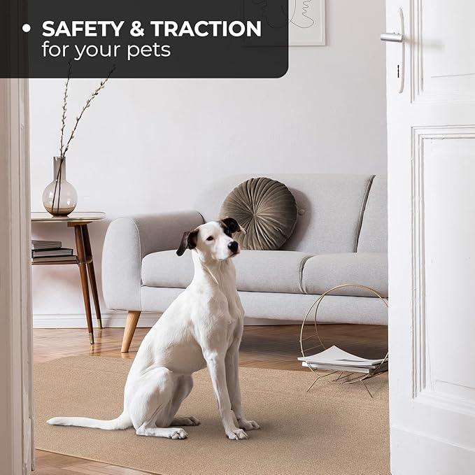 House, Home and More Skid-Resistant Carpet Indoor Area Rug Floor Mat - Pebble Beige - 6 Ft X 6 Ft - Non Slip Rubber Backing, Stain Resistant, Dog Friendly, Living Room Bedroom Kitchen Entryway