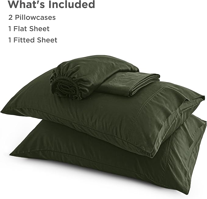 Bedsure Full Size Bed Sheets, Cooling Sheets, Rayon Derived from Bamboo, Breathable & Soft, Deep Pocket Up to 16 Inches, Hotel Luxury Silky Bedding for Hot Sleepers, Olive Green