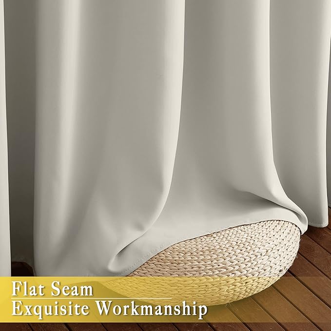 NICETOWN Room Darkening Bedroom Curtain 78 inches Long - Grommet Sound Reducing Window Treatment Privacy Thermal Curtain & Drape Light Blocking for Living Room (Natural, 1 Panel, W52 x L78)