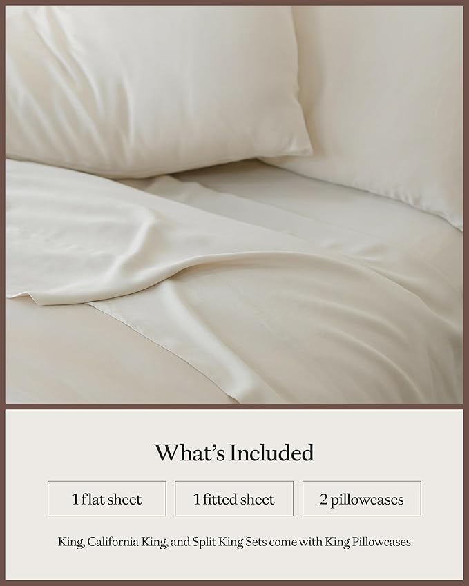 Cozy Earth Luxury Bed Sheet Set - 100% Viscose from Bamboo Fabric, Ultra-Soft & Breathable, Fits Regular & Deep Pocket Mattresses up to 20" - 4 Pieces California King Sheet Set Oat