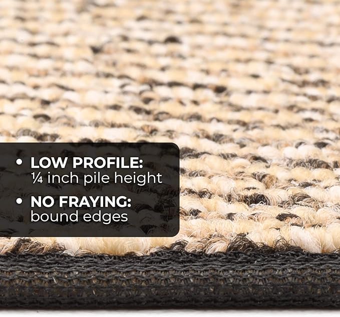 House, Home and More Skid-Resistant Carpet Indoor Area Rug Floor Mat - Black Ripple - 4 Ft X 4 Ft - Non Slip Rubber Backing, Stain Resistant, Dog Friendly, Living Room Bedroom Kitchen Entryway
