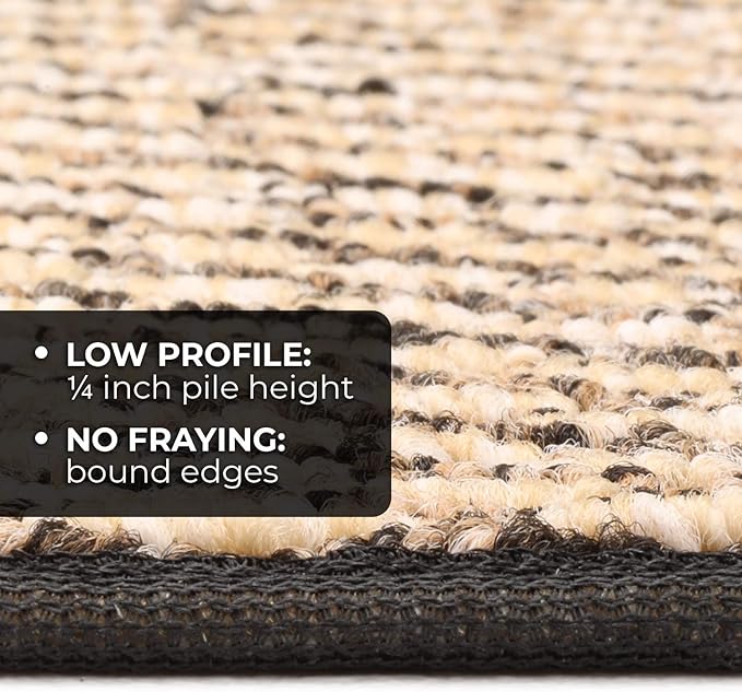 House, Home and More Skid-Resistant Carpet Indoor Area Rug Floor Mat - Black Ripple - 4 Ft X 6 Ft - Non Slip Rubber Backing, Stain Resistant, Dog Friendly, Living Room Bedroom Kitchen Entryway