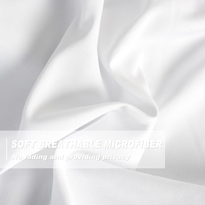 White Blackout Drapes - Handmade Ruffles & Butterfly Flower Accents Heat Blocking Window Curtain 54" x 84" x 2 Panels - Thermal Insulated, Soundproof & Light Reducing Curtains (LQ-37)