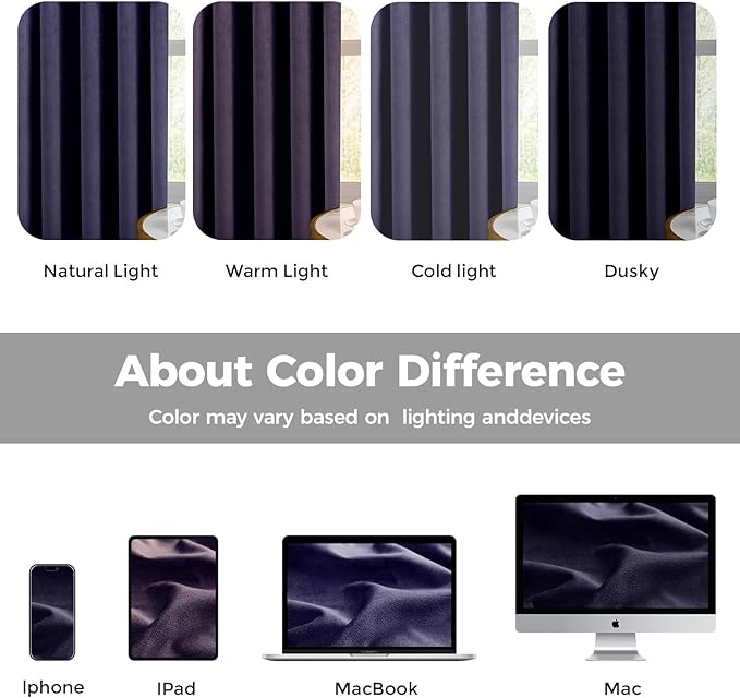 Pinch Pleated 100% Blackout Curtains for Bedroom, Navy Blue Velvet Curtains for Living Room, Black Out Curtain 84 inch Long Room Darkening, Blackout Pinch Pleat Drapes with Hooks 2 Panels
