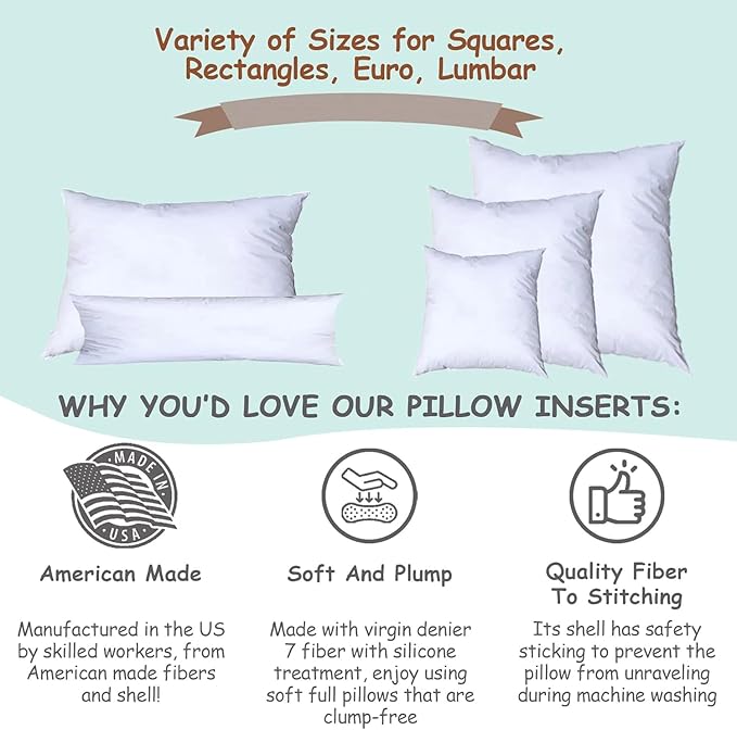 Pillowflex Synthetic Down Pillow Insert - 12x30 Down Alternative Pillow, Ultra Soft, Large Rectangle Body Sleeping Pillow, Lumbar, Long, Back - 1 Decorative Pillow Form