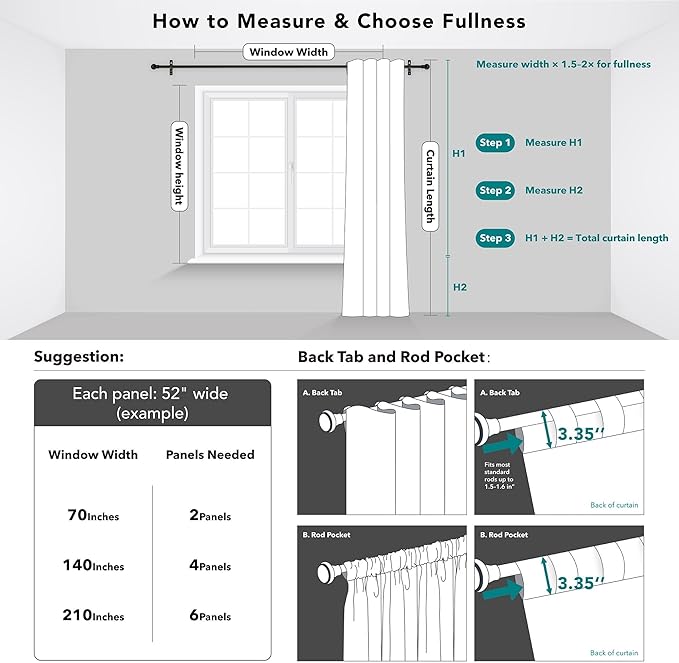 Deconovo Blackout Curtains, Thermal Insulated, W70 x L108 2 Panels, Back Tab, Machine Washable, Room-Darkening Drapes for Bedroom/Living Room Light Grey