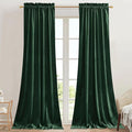 StangH Luxury Green Curtains Velvet Blackout Bedroom Window Drapes 90 inches, Dark Green Christmas Home Decor for Living Room/Bathroom/Patio Sliding Door, W62 x L90, 2 Panels