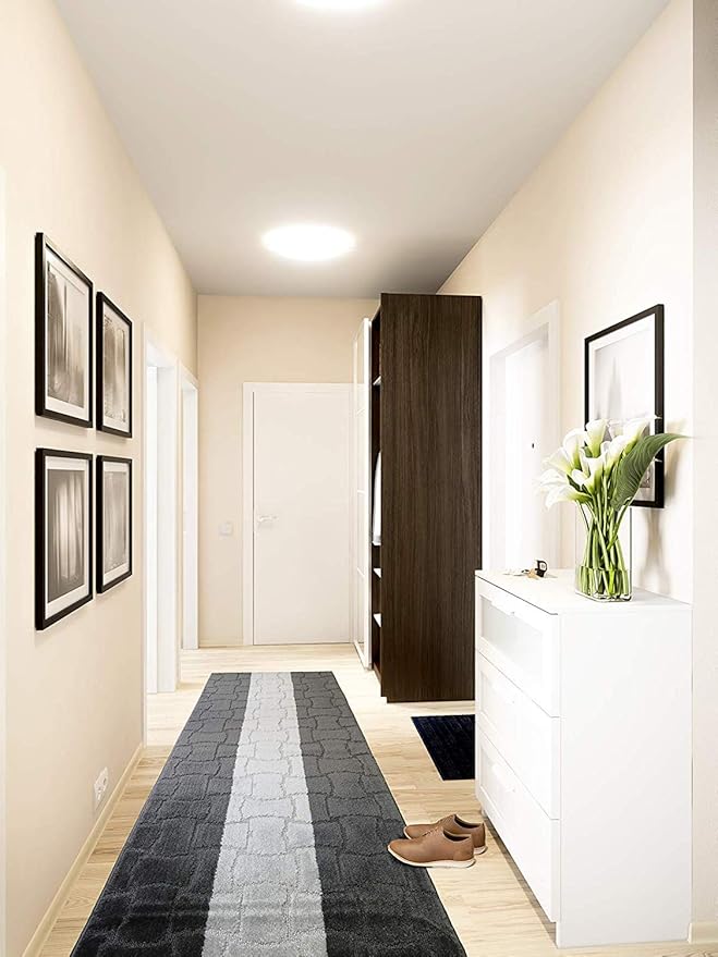 Custom Length Hallway Runner Rug,Slip Resistant,Puzzle Anthracite, 26 Inch X 30 feet, Sold and Priced Per Foot