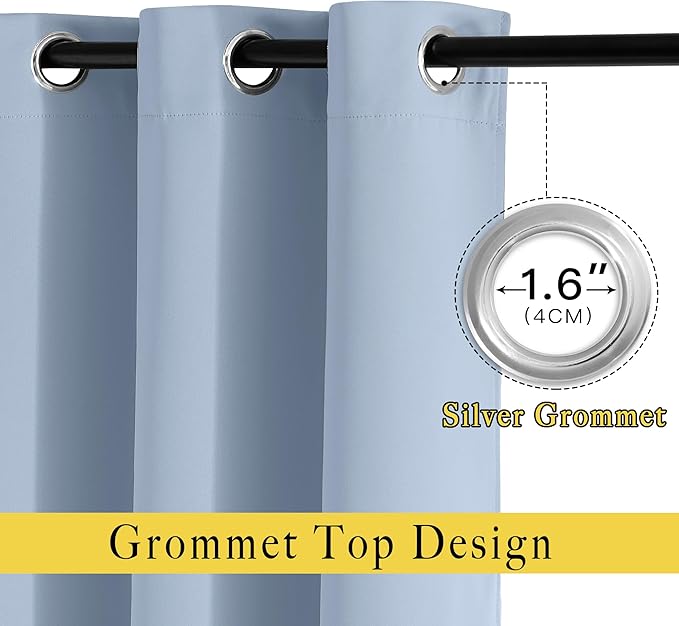 NICETOWN Vintage Blue Blackout Curtains for Living Room 84 inches Long - Thermal Insulated Grommet Room Darkening Window Treatments Sound Reducing Drapes for Bedroom, 2 Panels, W52 x L84