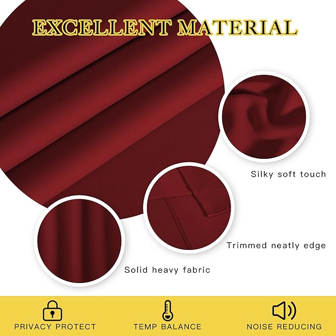 NICETOWN Room Darkening Curtain for Living Room - Energy Saving Thermal Insulated Grommet Room Darkening Curtain/Drape for Bedroom (1 Panel, 46 by 72, Burgundy Red)