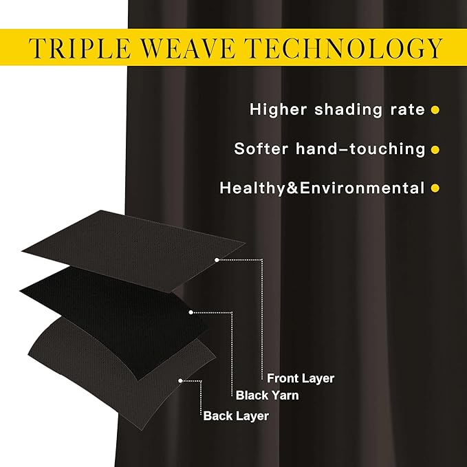 NICETOWN Room Darkening Curtains Extra Long 110 Inches, Grommet Thermal Insulated Weighted Window Treatments for Living Room/Farmhouse, W66 x L110, Toffee Brown, 2 Panels