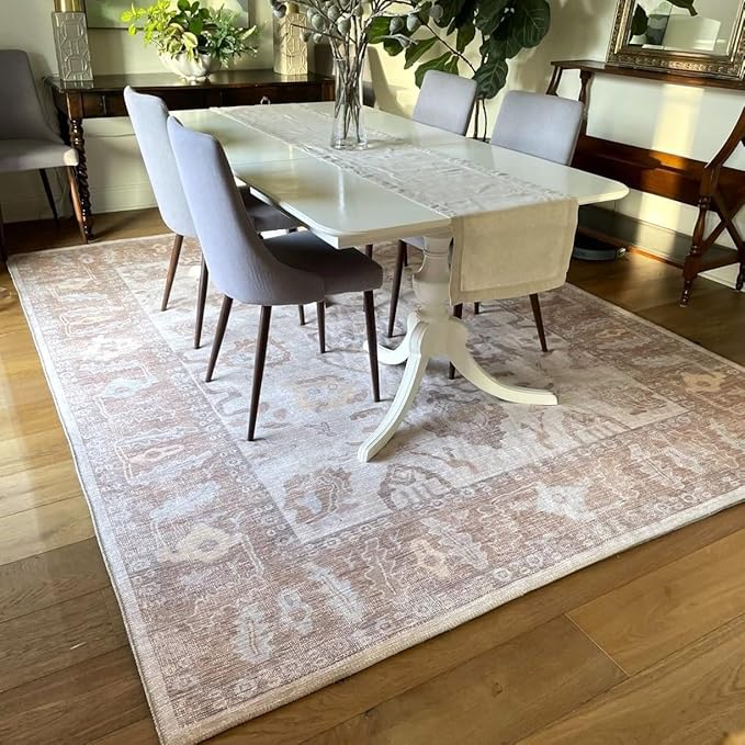 Fame Rugs Brown Modern Oushak Rug 5x7, Washable Vintage Turkish Colorful Oriental Antique Inspired Area Rugs, Luxury Living Room Bedroom (383BB, 5' x 7')
