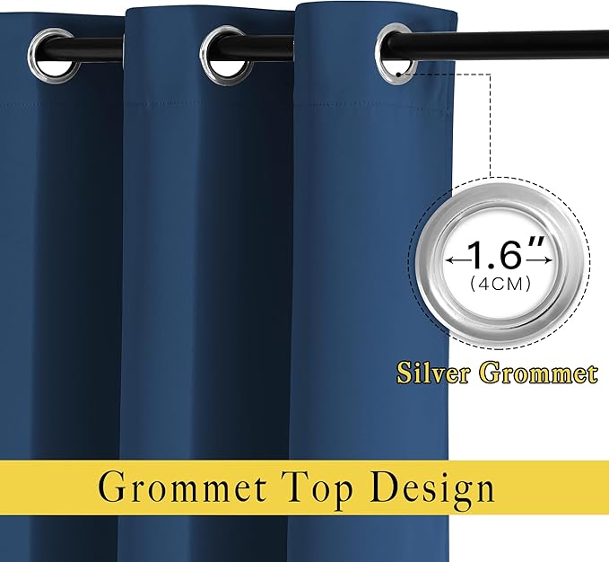 NICETOWN Window Drapes Long Curtains - (52 inches Wide x 108 inches Long, Moroccan Blue, 2 Pieces) Living Room Panels Grommet Top Window Treatment for Hall & Guest Room