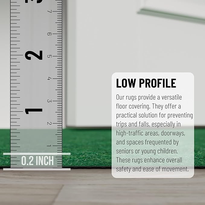 Ottomanson 6'6" x 38' Hallway Runner with Scraper Pile - Extra Durable Non-Slip Rug Mat for Indoor & Outdoor Use - Ideal for Kitchen, Entryway & Garage - High-Traffic Carpet, Green