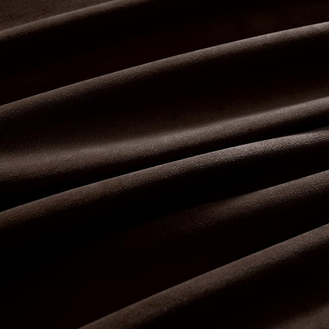 nanbowang Coffee Brown Velvet Curtains - 42 Inches Width 72 Inches Long Soft Curtain Rod Pocket Thermal Insulated Window Treatment for Bedroom 2 Panels