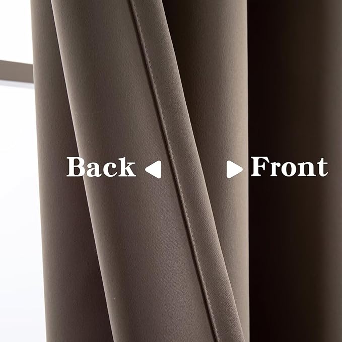 Blackout Curtains 96 Inch Length 2 Panels Set, Black Out Curtains for Bedroom 96 Inch Long, Rod Pocket Energy Saving Room Darkening Drapes for Living Room Window Khaki(W52 x L96)