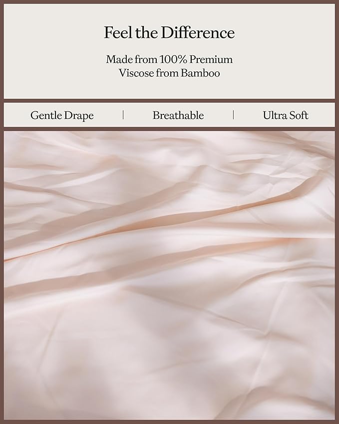Cozy Earth Luxury Bed Sheet Set - 100% Viscose from Bamboo Fabric, Ultra-Soft & Breathable, Fits Regular & Deep Pocket Mattresses up to 20" - 5 Pieces Split King Sheet Set - Peony