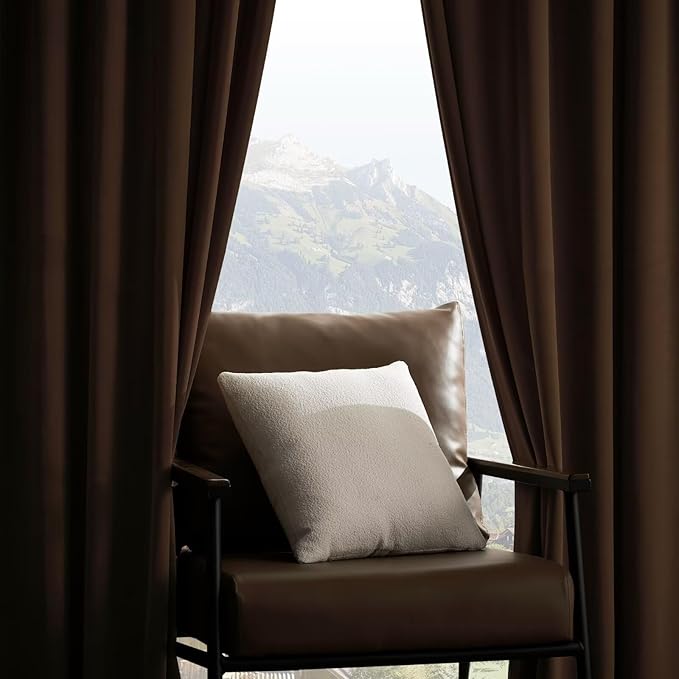 Joydeco Camel Brown Velvet Curtains 120 inch Length 2 Panels, Luxury Blackout Rod Pocket Thermal Insulated Window Curtains, Super Soft Room Darkening Drapes for Living Room Bedroom,W52 x L120 inches
