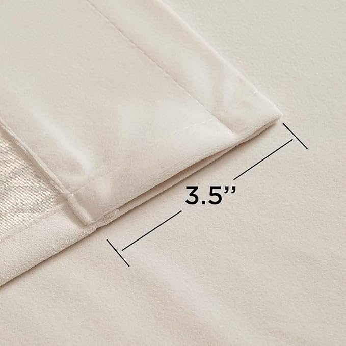 Joydeco Velvet Curtains White Blackout Curtains Thermal Insulated 96 inches Long Window Curtains Super Soft Room Darkening Drapes for Bedroom Living Room Elegant Rod Pocket 2 Panels Cream White
