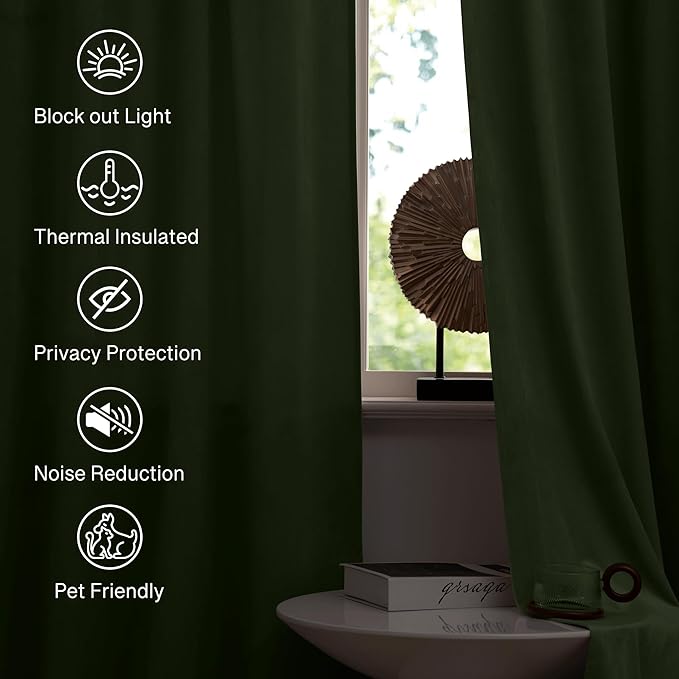StangH Sage Green Doorway Curtains Thermal Insulated Soft Velvet Sliding Door Panels for Nursery Kids Room Darkening Privacy Window Curtain for Bathroom, W42 x L90, 2 Panels