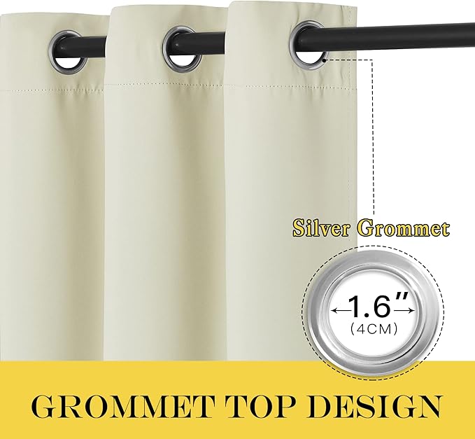 NICETOWN Blackout Sliding Glass Door Curtains, Room Darkening Thermal Insulated Curtains for Living Room Bedroom, Extra Wide Window Drapes, 1 Panel, W80 x L118, Beige