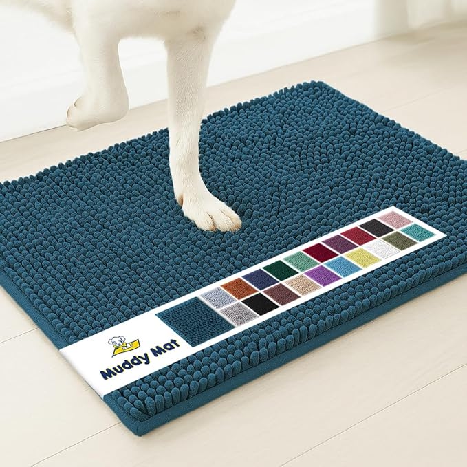 Muddy Mat® | Super Absorbent Door Mat Indoor, Microfiber Quick Dry Chenille Entryway Rug, Non-Slip Front Door Mat, Indoor Mats for Entryway, Machine Washable Pet Rug, Atlantic Blue XXL 60"X48"